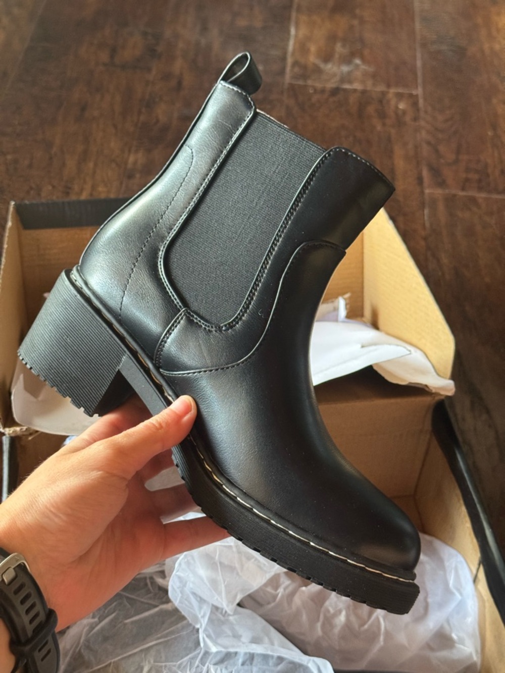 NEW Ready Salted Black Chelsea Boots Faux Leather Size 7